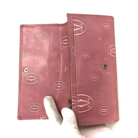 Cartier Happy Birthday Patent Leather Long Bifold Wallet Pink/2BG5432 - Picture 5 of 8